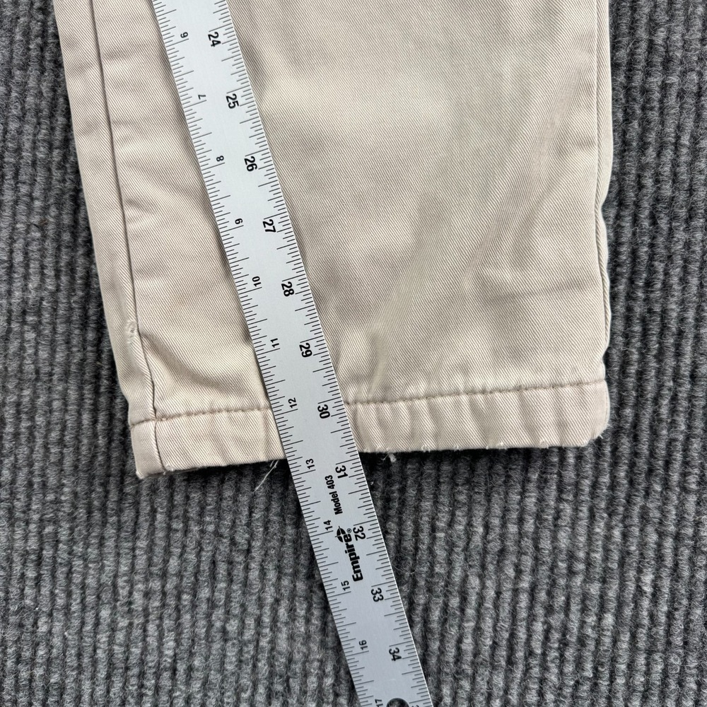 LL Bean Pants Men 30x32 Beige Fleece Lined Khaki Distressed Workwear Nat - Picture 7 of 14